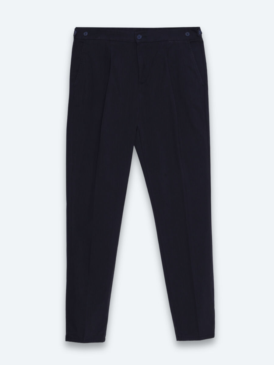Lacivert Düz Dokuma Regular Fit Casual Pamuk Karışımlı Pantolon - 6