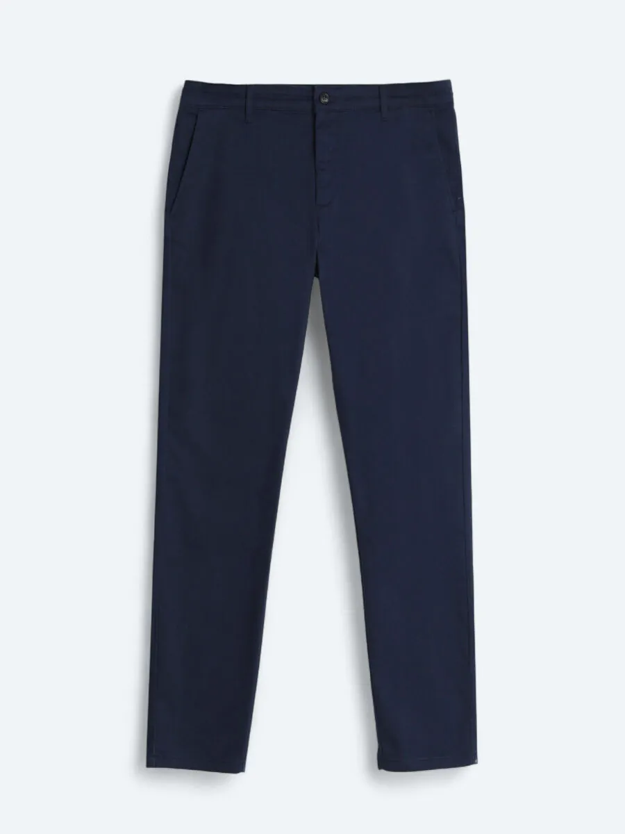 Lacivert Düz Dokuma Regular Fit Casual Pamuk Karışımlı Pantolon - 5