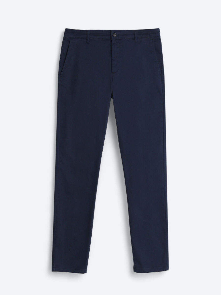 Lacivert Düz Dokuma Regular Fit Casual Pamuk Karışımlı Pantolon - 5