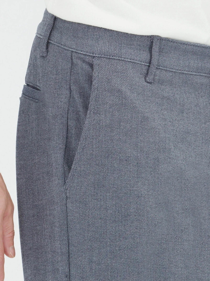 Lacivert Düz Dokuma Regular Fit Casual Pamuk Karışımlı Pantolon - 3