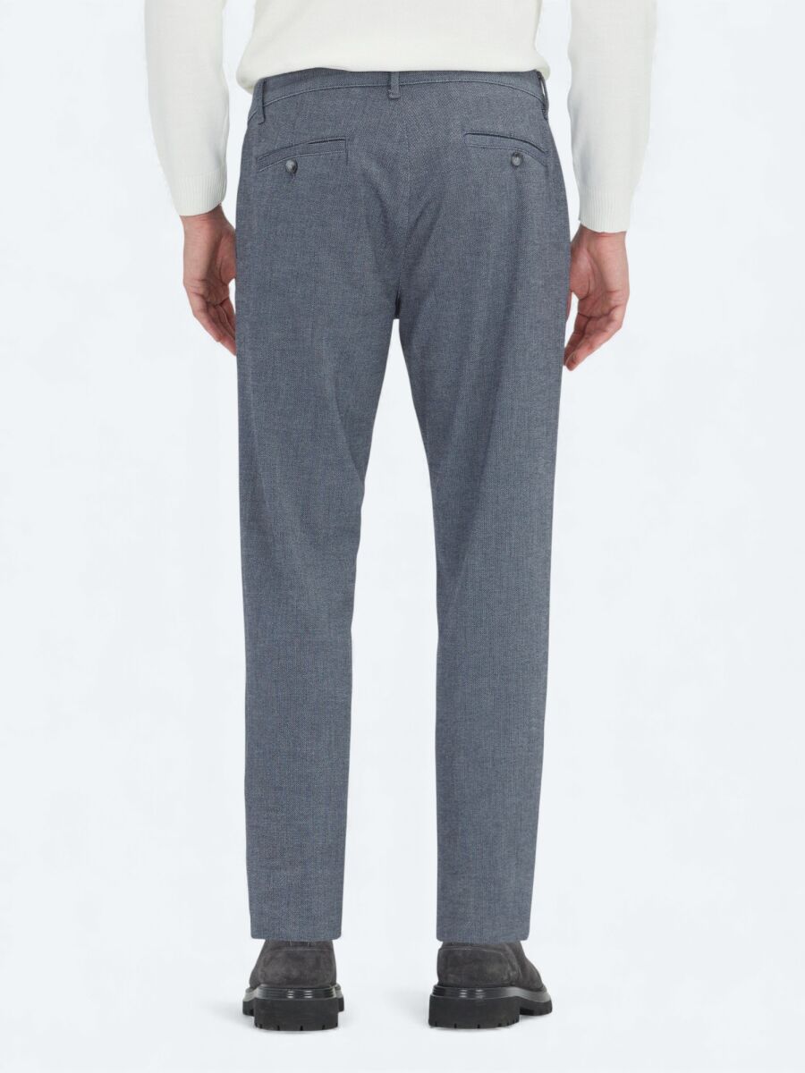 Lacivert Düz Dokuma Regular Fit Casual Pamuk Karışımlı Pantolon - 4