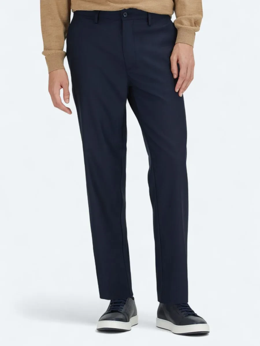Lacivert Düz Dokuma Regular Fit Casual Pantolon - 2