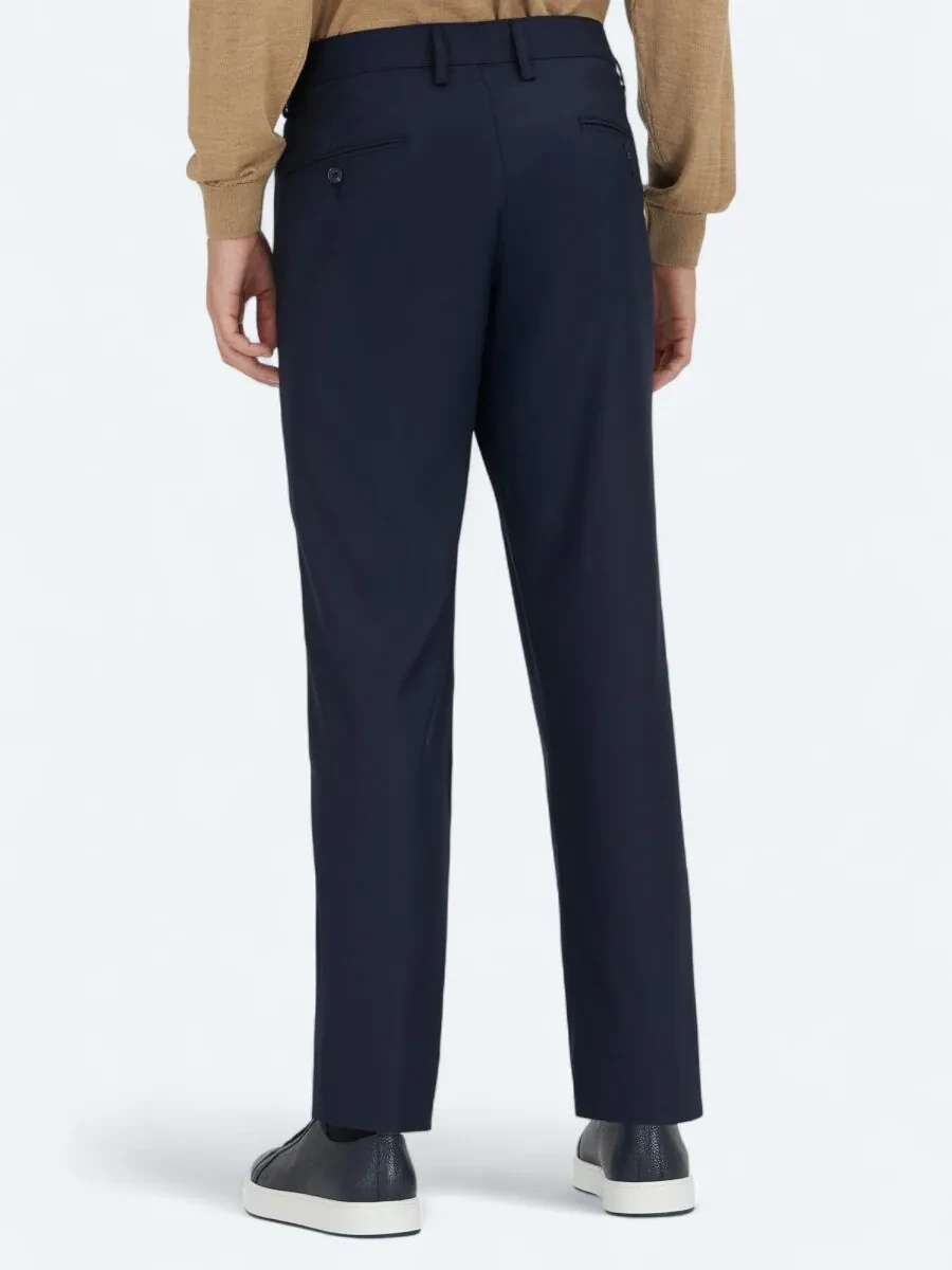 Lacivert Düz Dokuma Regular Fit Casual Pantolon - 4