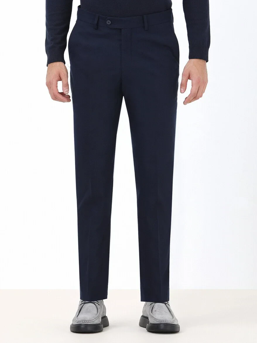 Lacivert Düz Dokuma Regular Fit Klasik Pantolon - KİP