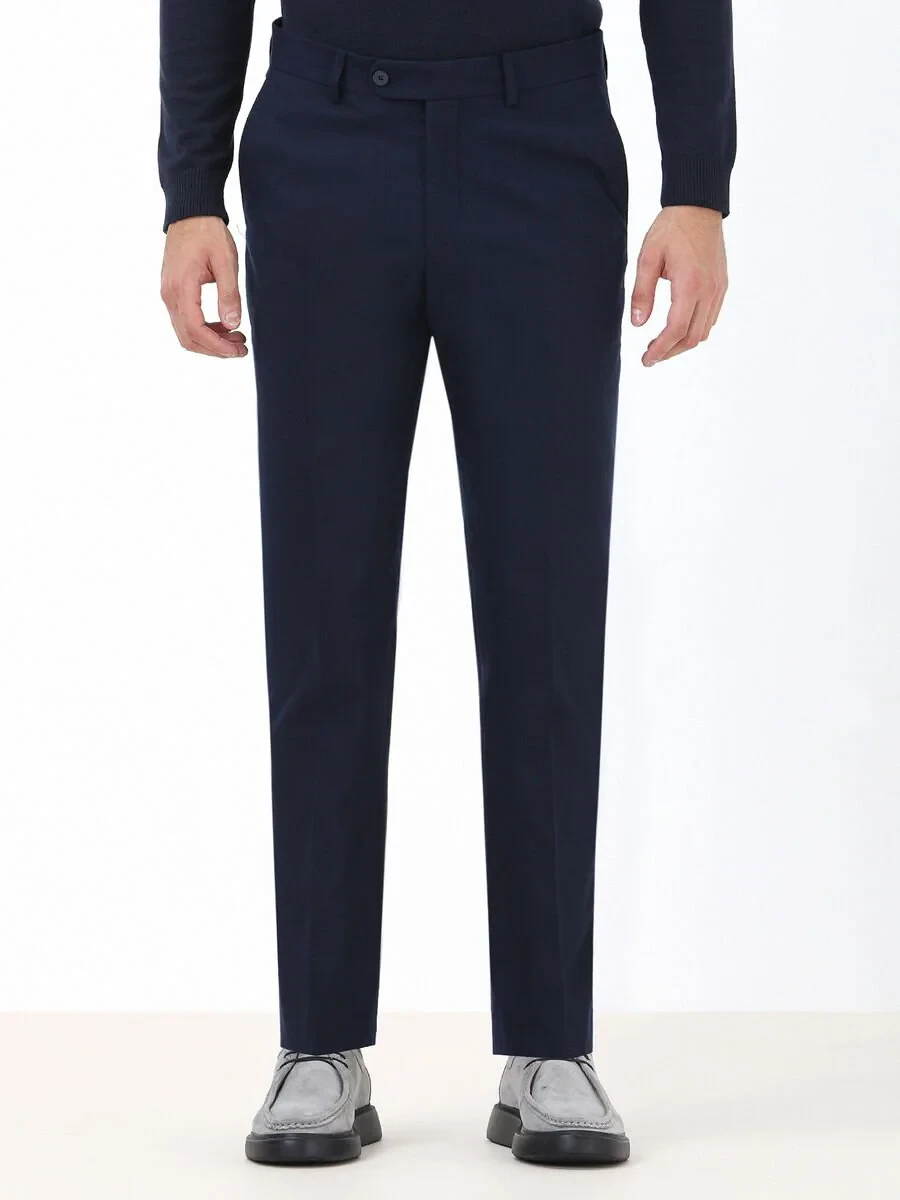 Lacivert Düz Dokuma Regular Fit Klasik Pantolon - 1
