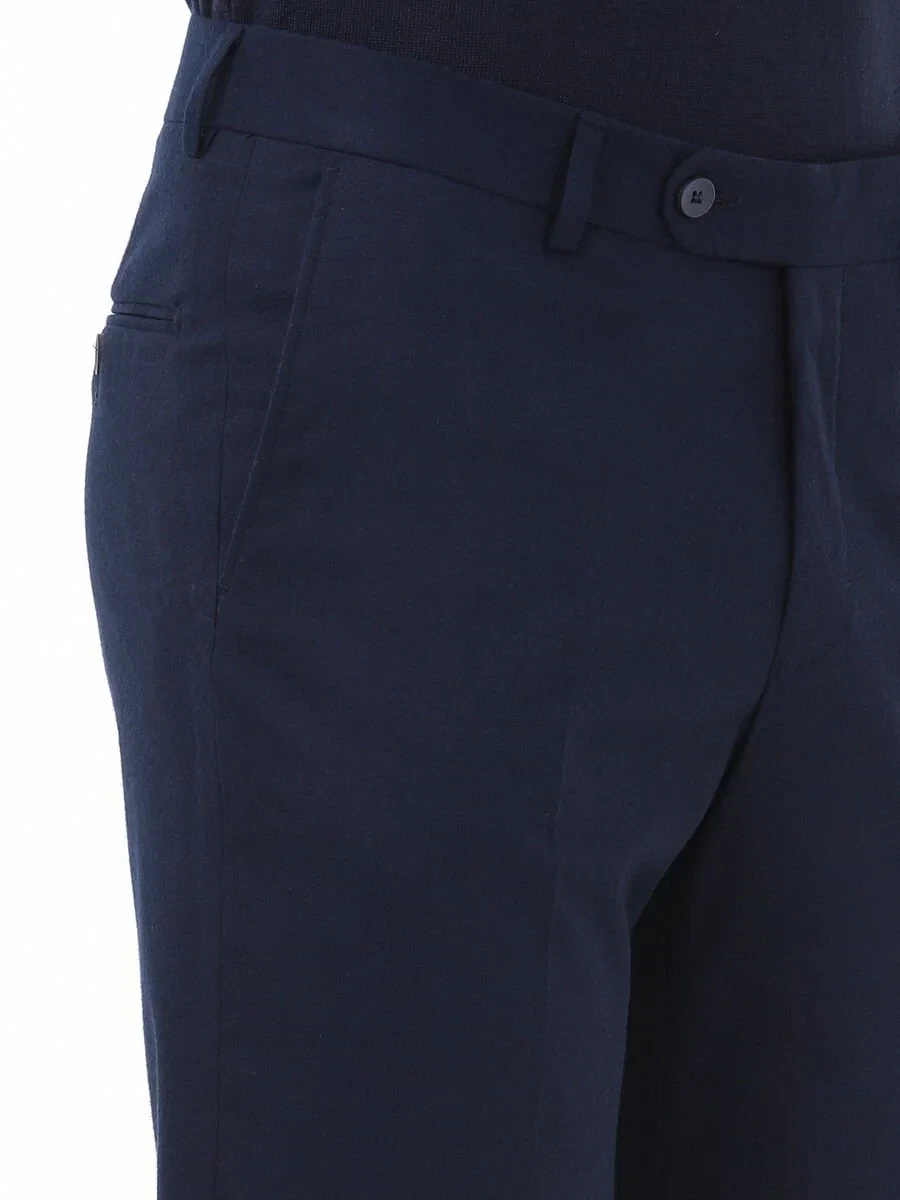 Lacivert Düz Dokuma Regular Fit Klasik Pantolon - 3