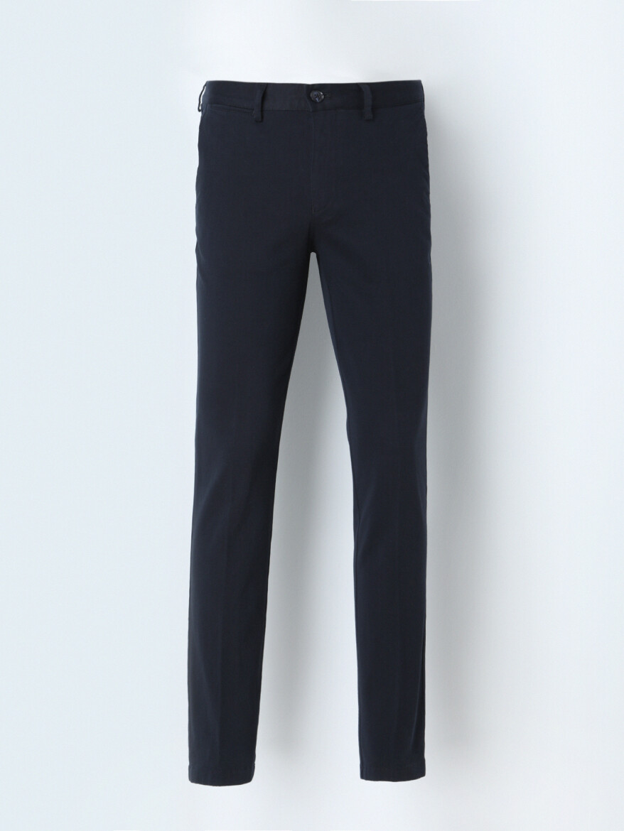 Lacivert Düz Dokuma Slim Fit Smart Casual Pamuk Karışımlı Pantolon - 1