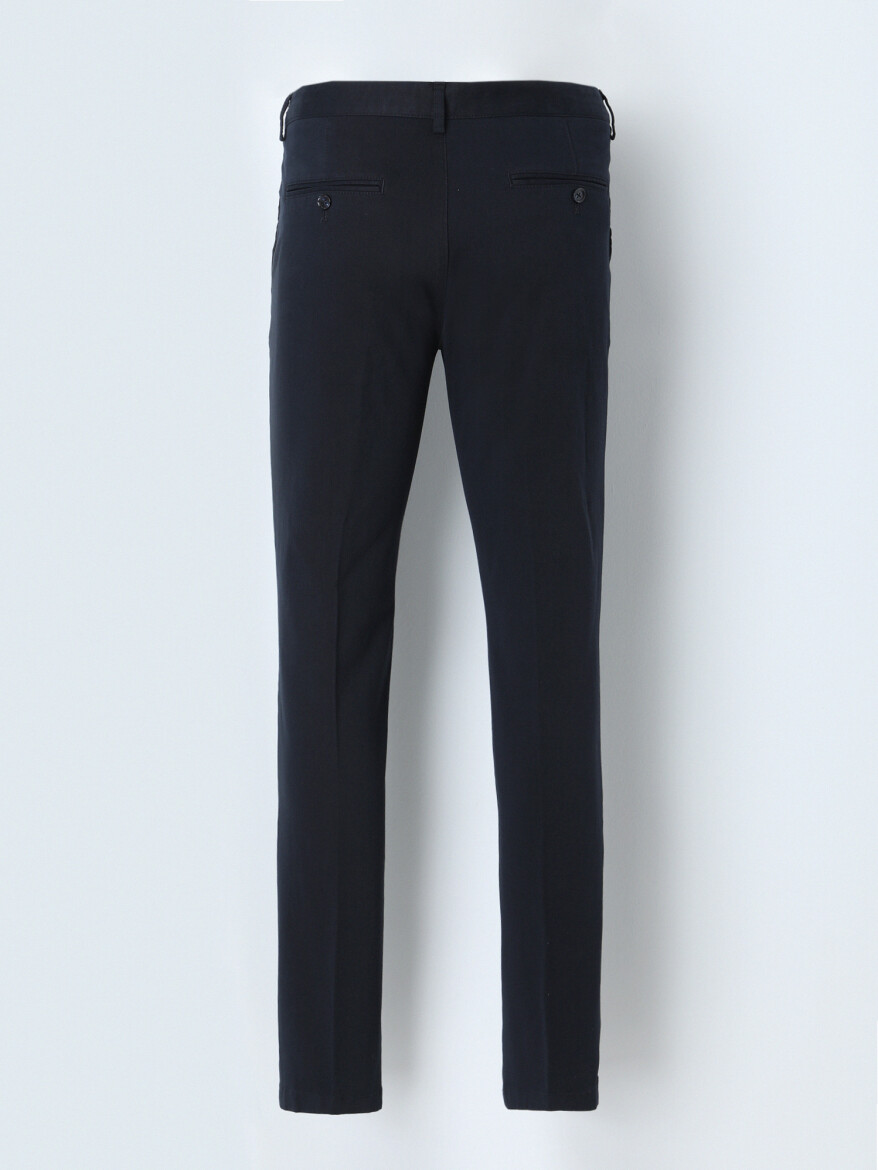 Lacivert Düz Dokuma Slim Fit Smart Casual Pamuk Karışımlı Pantolon - 3