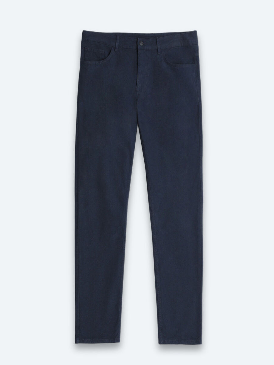 Lacivert Düz Dokuma Slim Fit Spor Pamuk Karışımlı Pantolon - 6