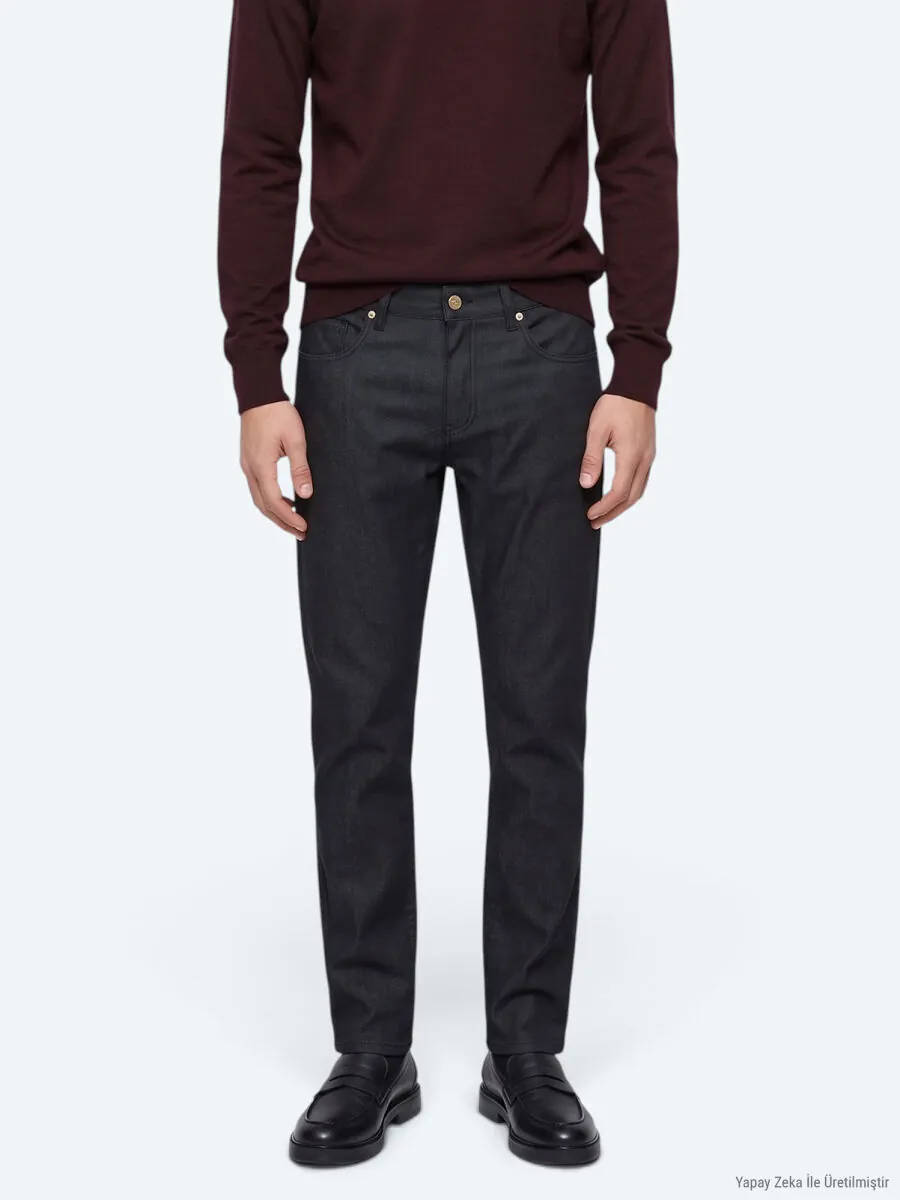 Lacivert Düz Dokuma Slim Fit Spor Pamuk Karışımlı Pantolon - 4