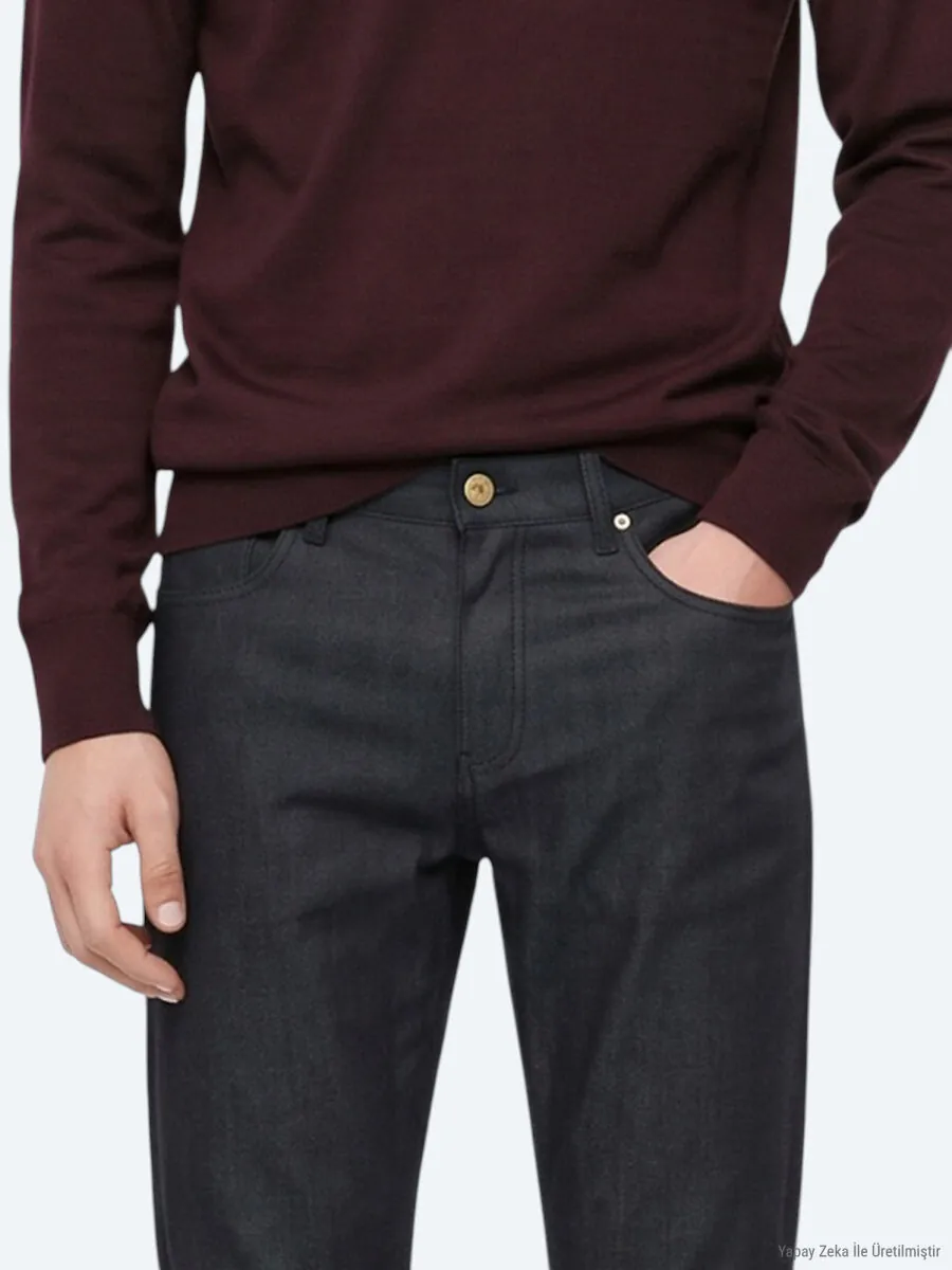 Lacivert Düz Dokuma Slim Fit Spor Pamuk Karışımlı Pantolon - 5