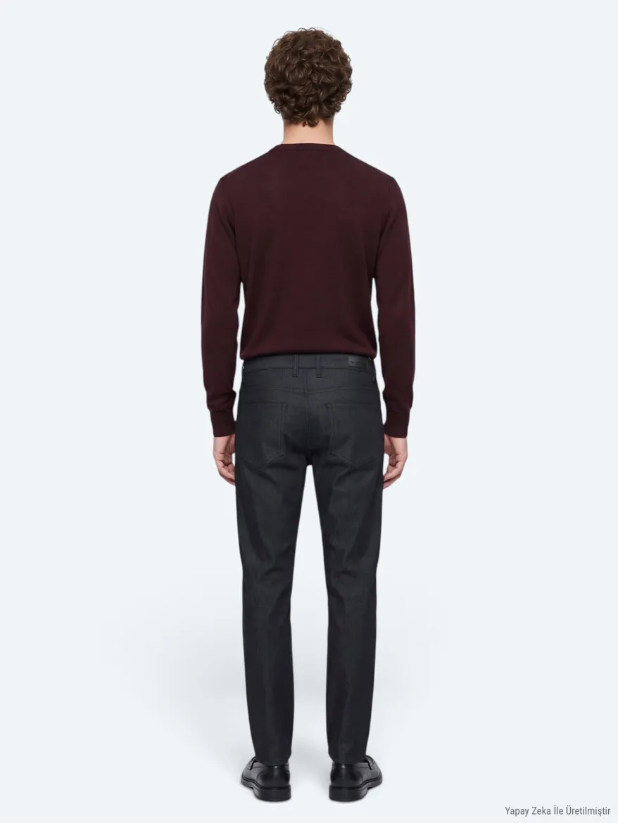 Lacivert Düz Dokuma Slim Fit Spor Pamuk Karışımlı Pantolon - 6