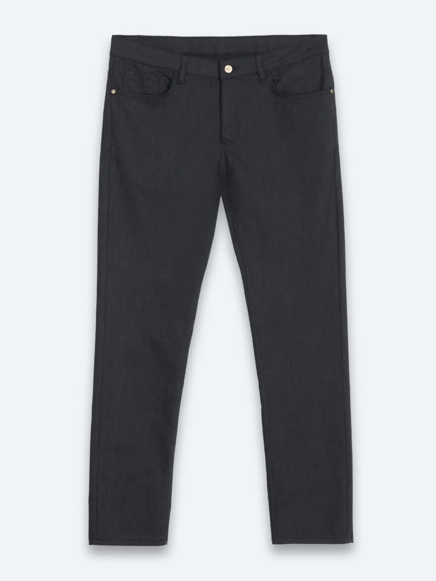 Lacivert Düz Dokuma Slim Fit Spor Pamuk Karışımlı Pantolon - 7