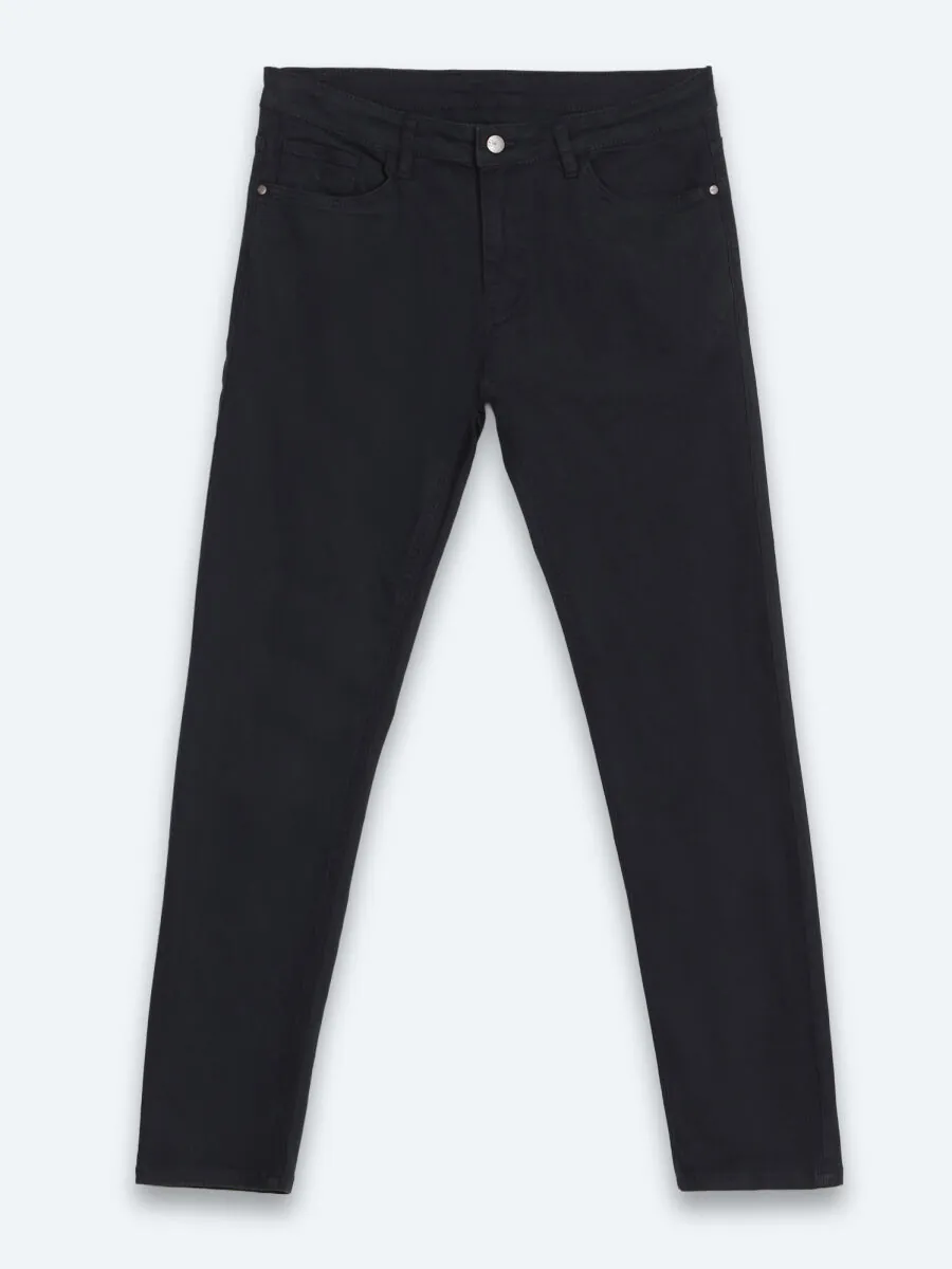 Lacivert Düz Dokuma Slim Fit Spor Pamuk Karışımlı Pantolon - 7