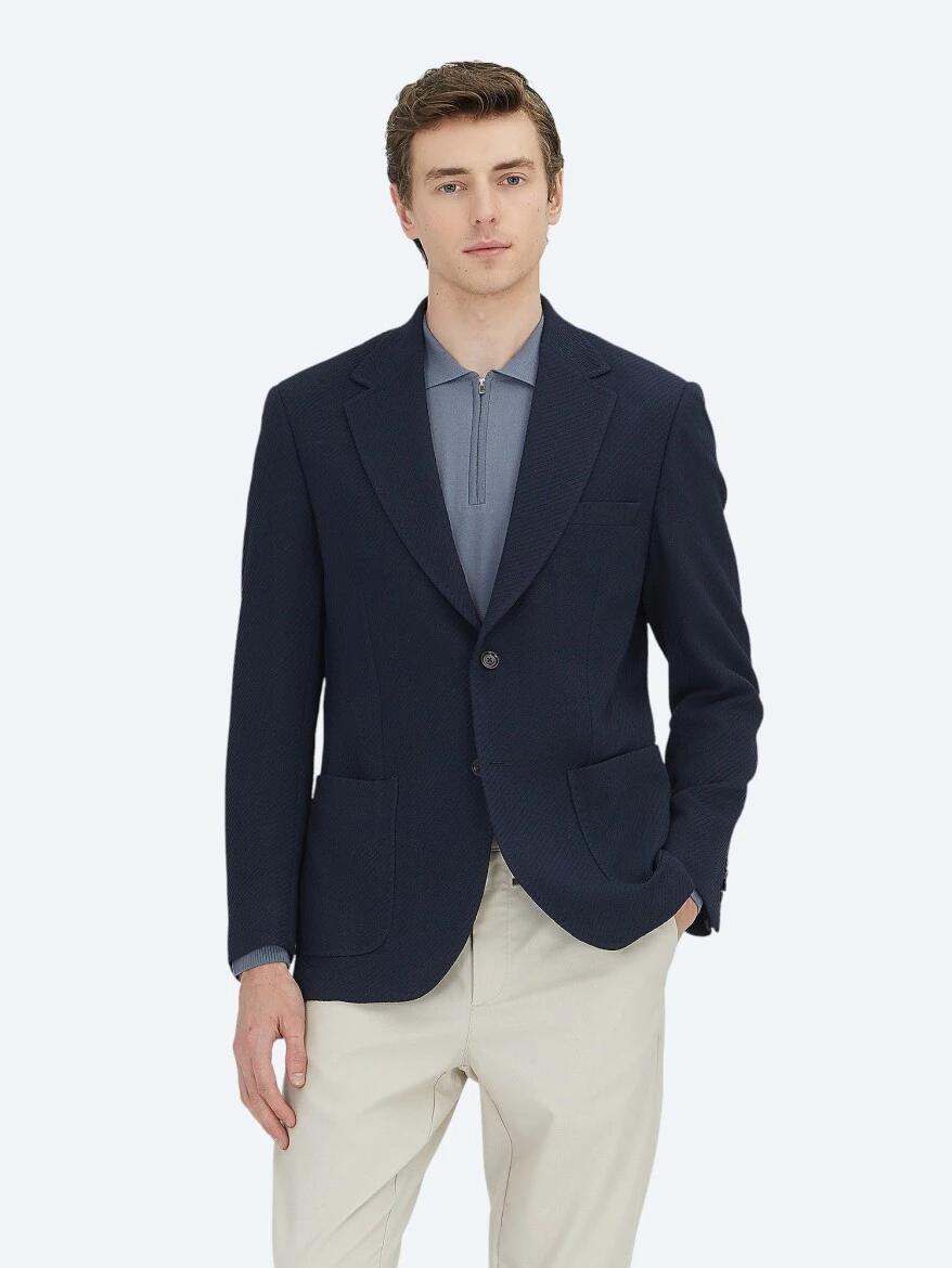 Lacivert Düz Modern Fit Ceket - KİP