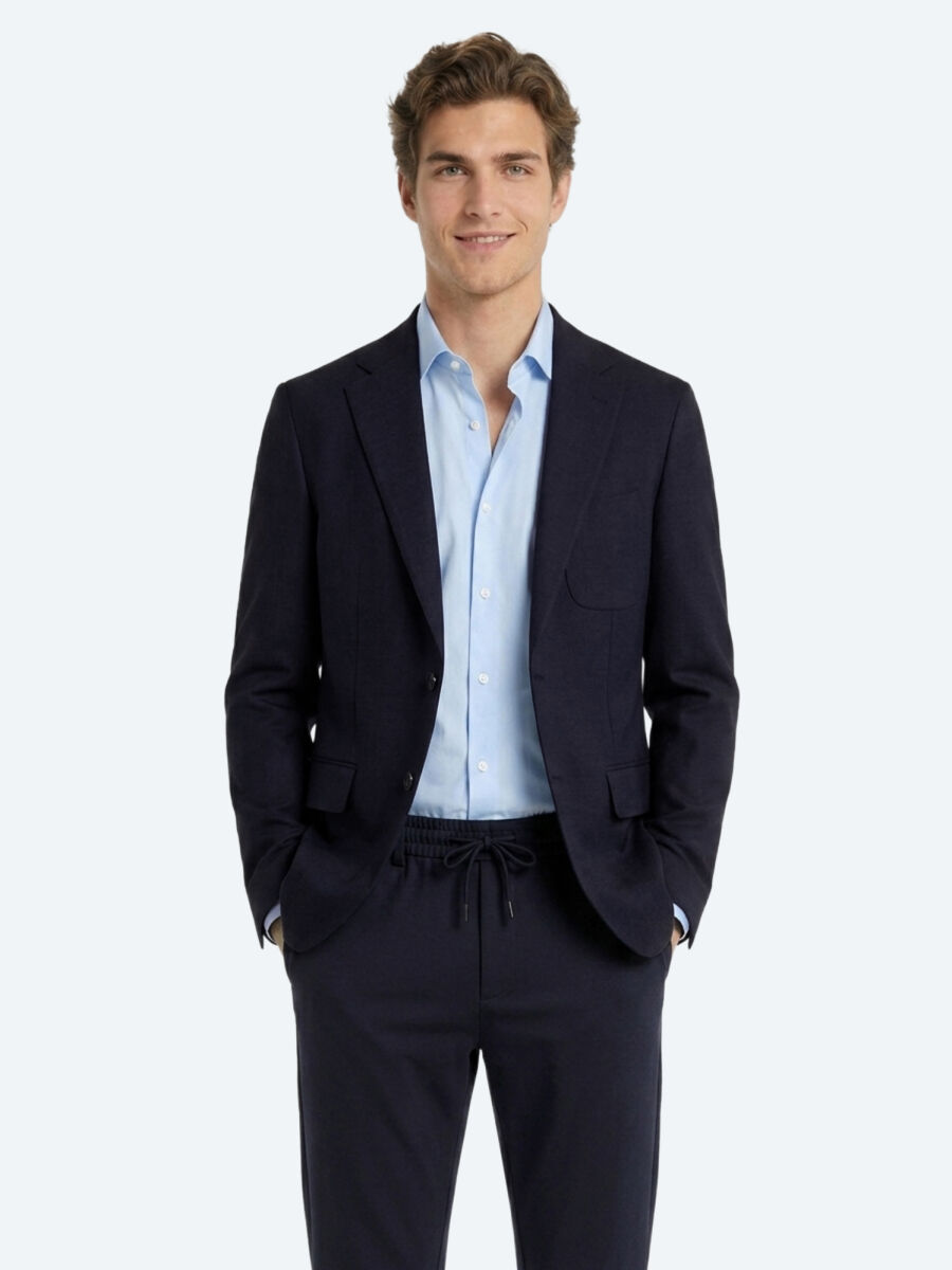 Lacivert Mikro Modern Fit Örme Takım Elbise - 1