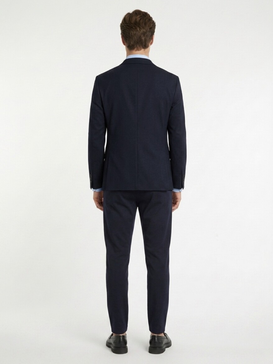 Lacivert Mikro Modern Fit Örme Takım Elbise - 6