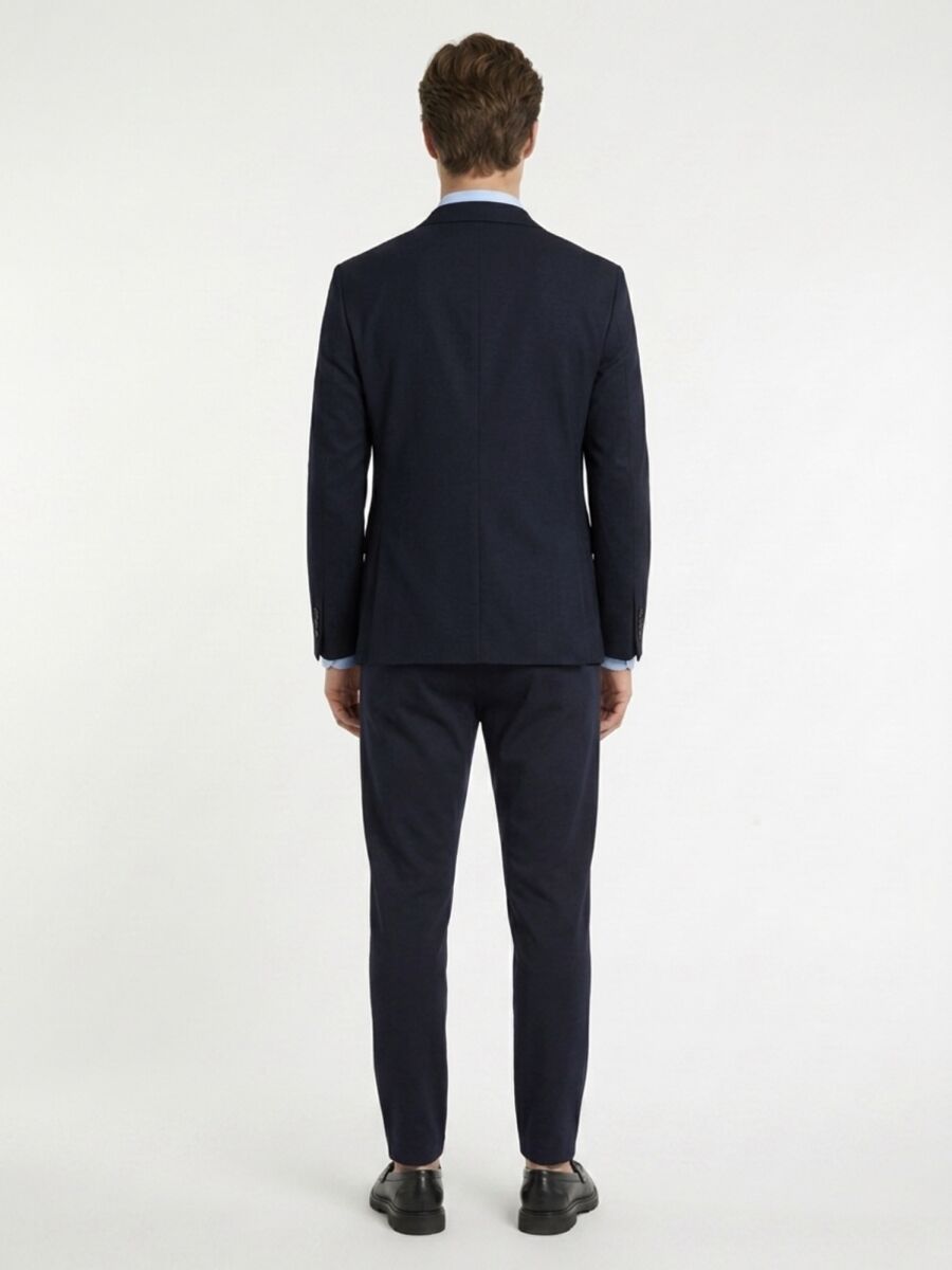 Lacivert Mikro Modern Fit Örme Takım Elbise - 6