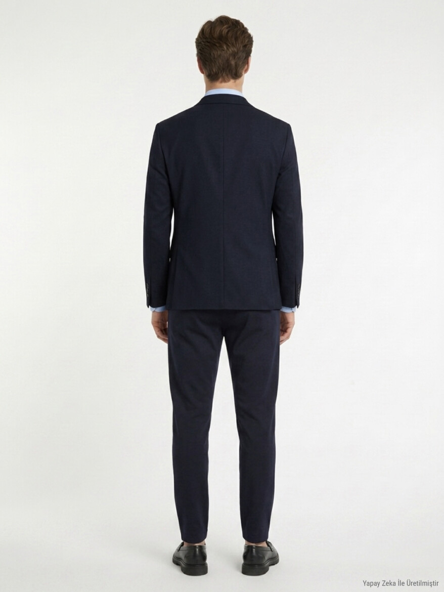 Lacivert Mikro Modern Fit Örme Takım Elbise - 7