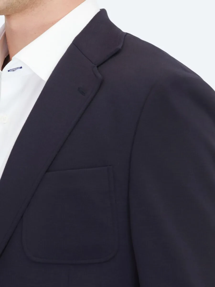 Lacivert Düz Modern Fit Örme Takım Elbise - 4