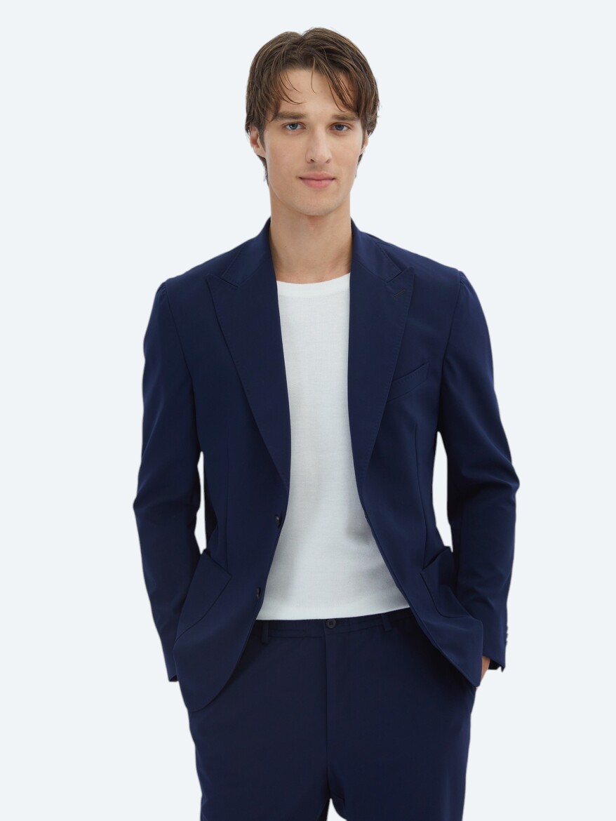 Lacivert Düz Modern Fit Takım Elbise - KİP