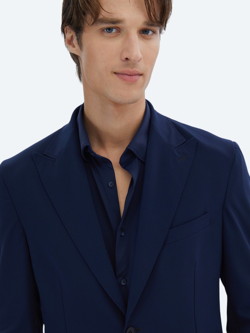 Lacivert Düz Modern Fit Takım Elbise - 4