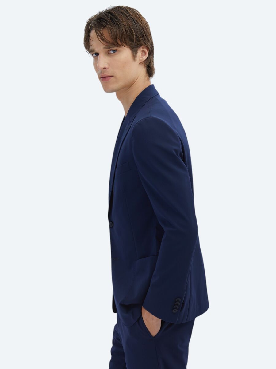 Lacivert Düz Modern Fit Takım Elbise - 5