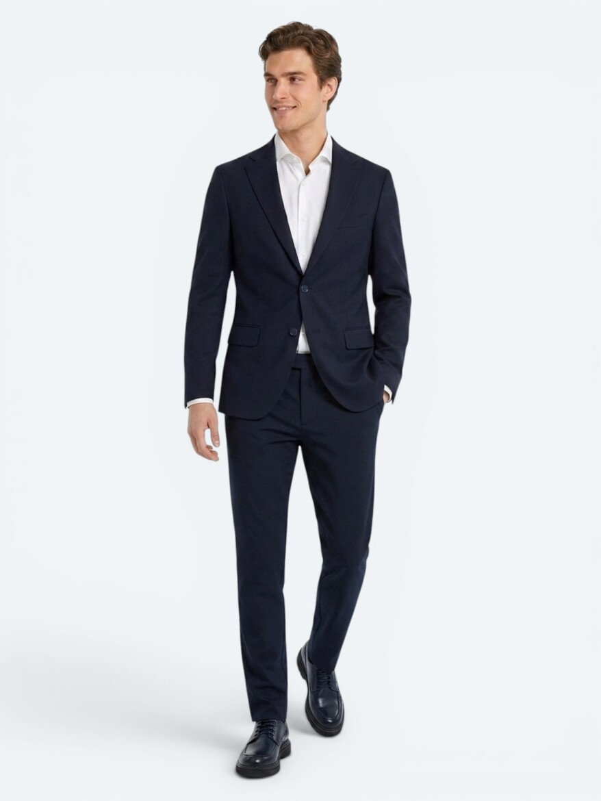 Lacivert Düz Modern Fit Takım Elbise - KİP