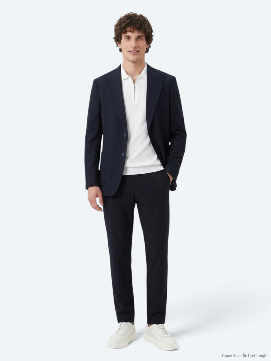 Lacivert Düz Modern Fit Takım Elbise - KİP