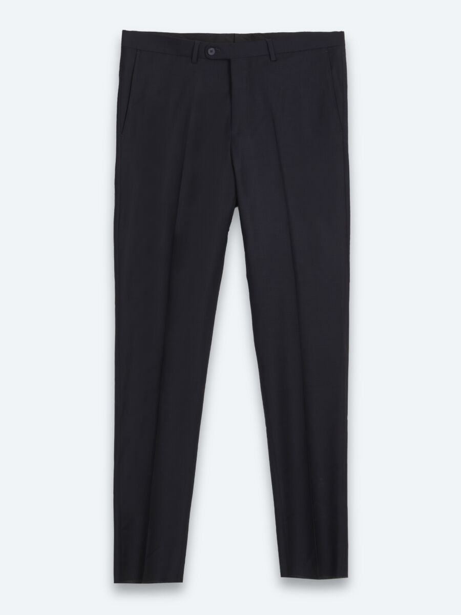 Lacivert Düz Modern Fit Yün Karışımlı Takım Elbise - 7