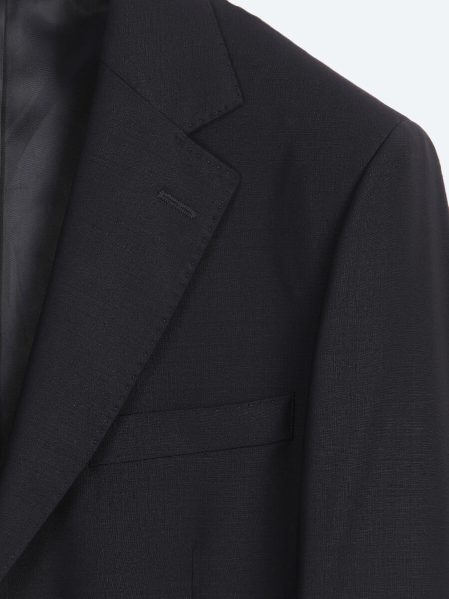 Lacivert Düz Modern Fit Yün Karışımlı Takım Elbise - 8