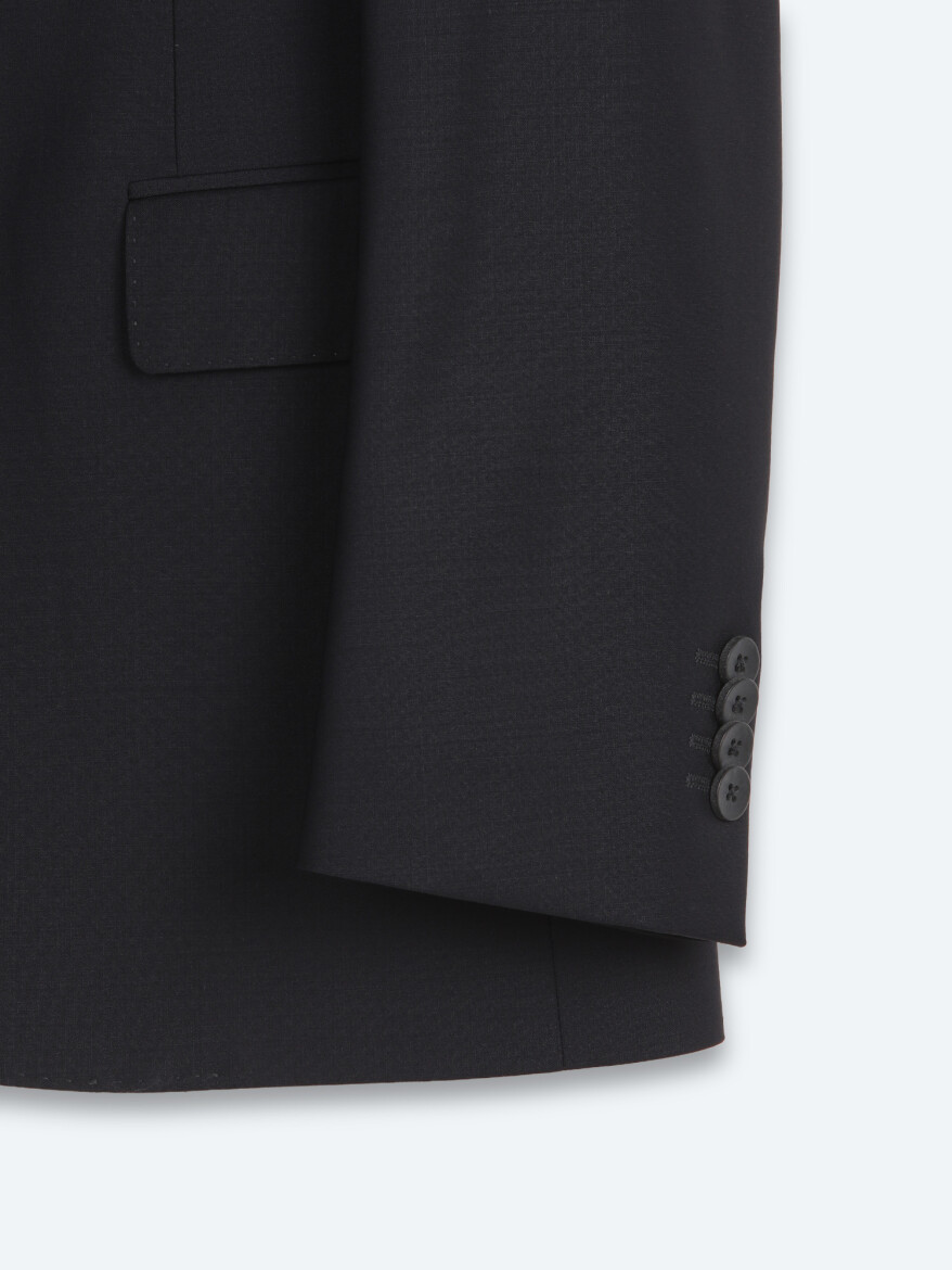 Lacivert Düz Modern Fit Yün Karışımlı Takım Elbise - 9