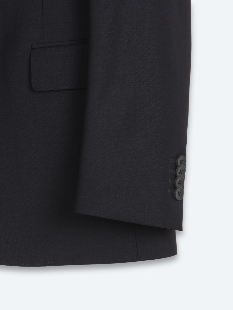 Lacivert Düz Modern Fit Yün Karışımlı Takım Elbise - 9
