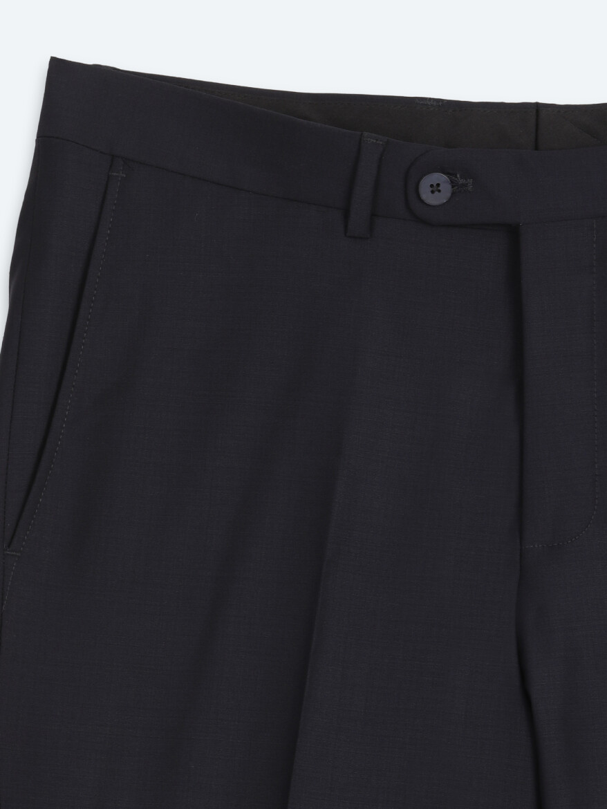 Lacivert Düz Modern Fit Yün Karışımlı Takım Elbise - 10