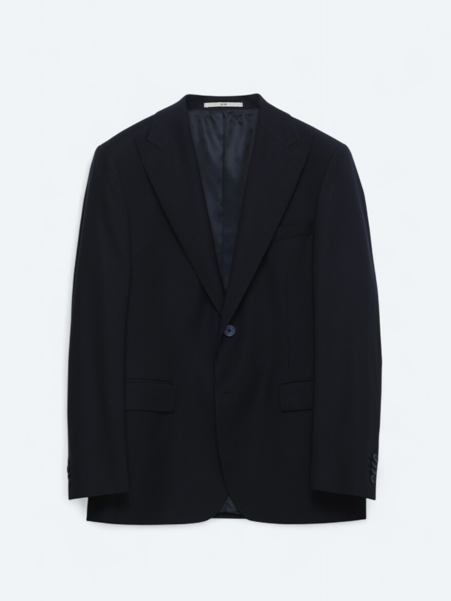 Lacivert Düz Modern Fit Yün Karışımlı Takım Elbise - 5