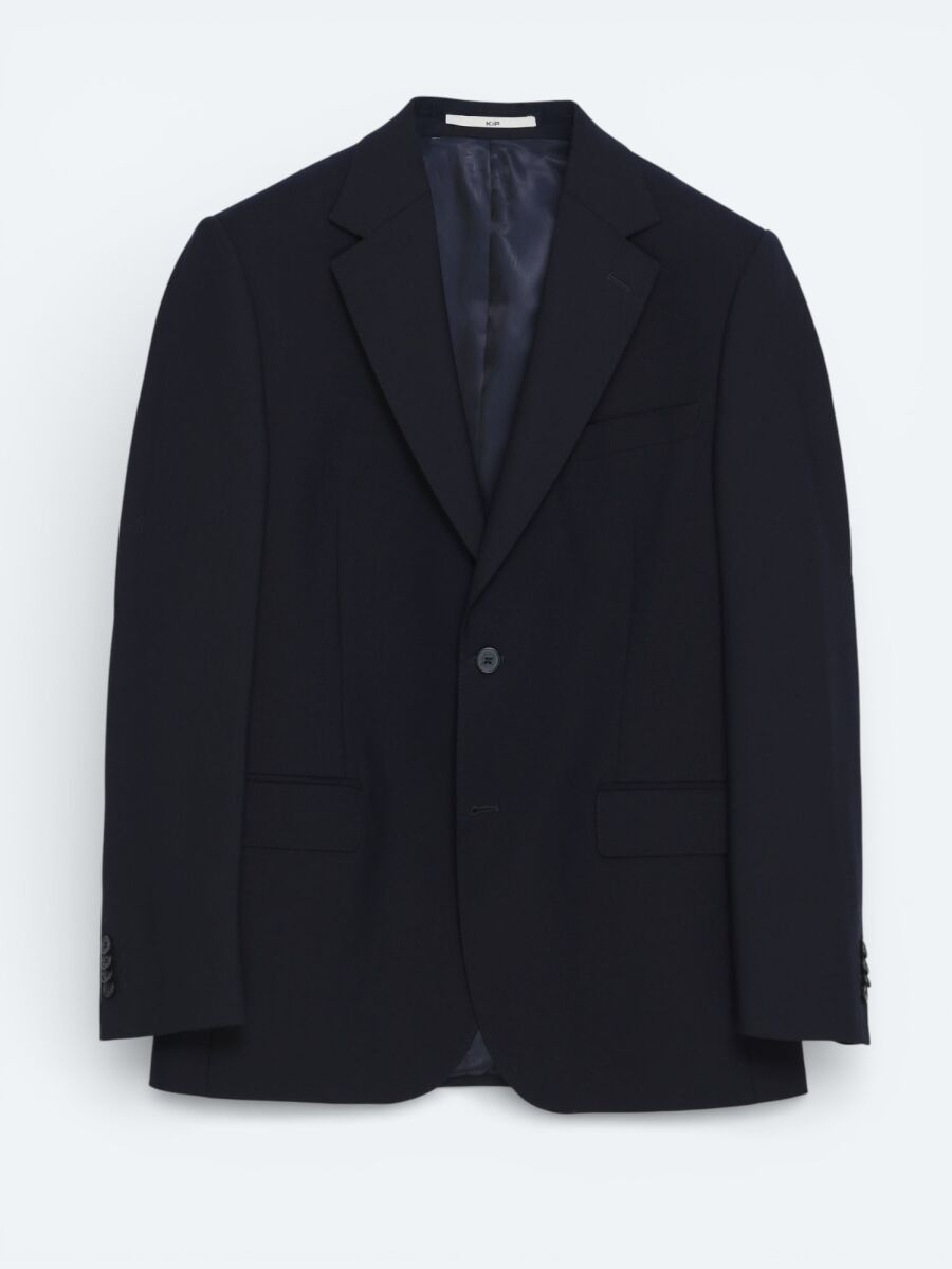 Lacivert Düz Modern Fit Yün Karışımlı Takım Elbise - 5