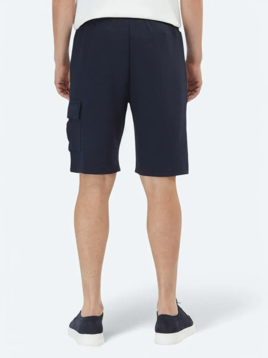 Lacivert Düz Örme Jogging Fit Casual Bermuda - 5
