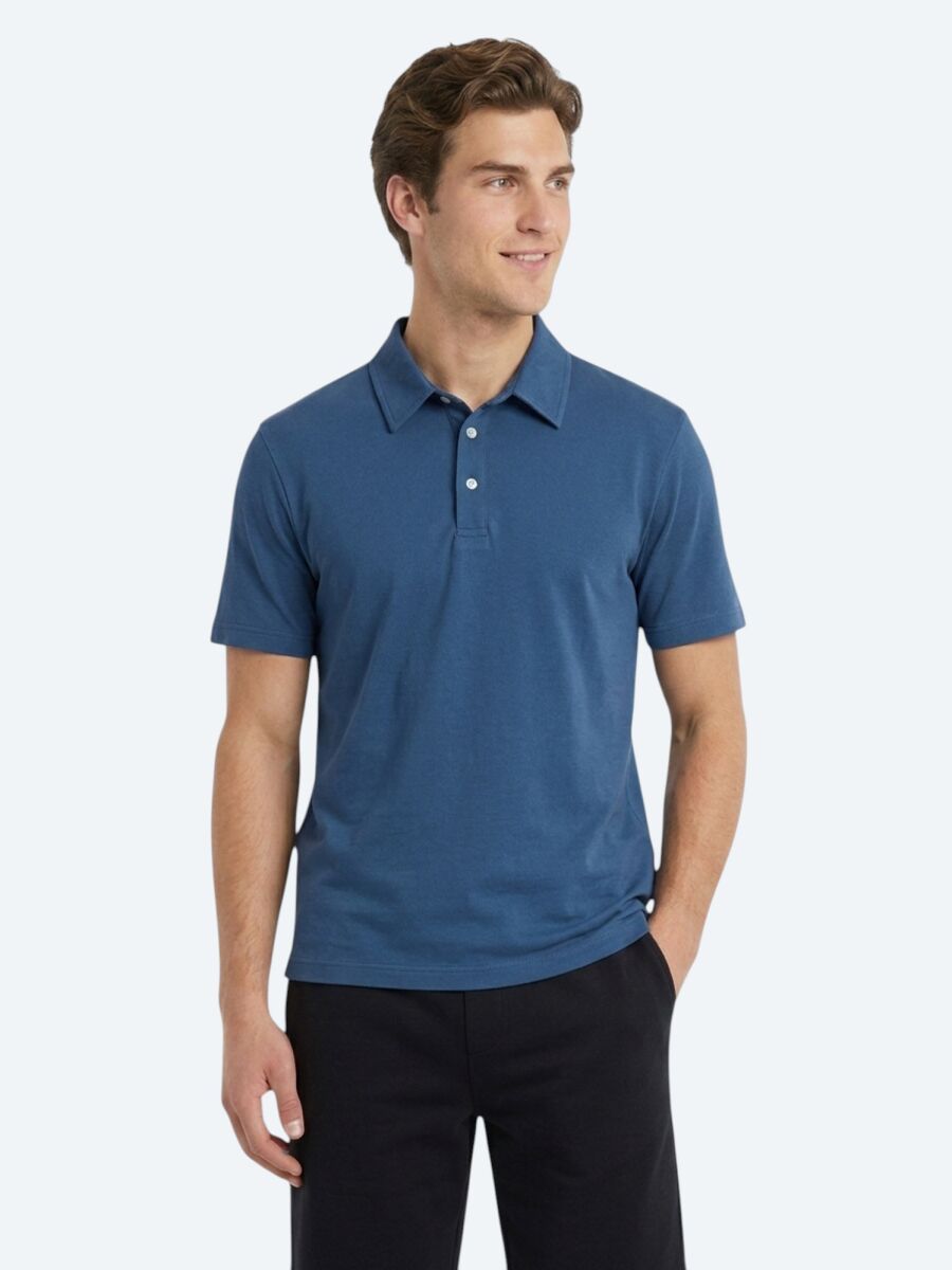 Lacivert Düz Pamuk Karışımlı T-Shirt - 2