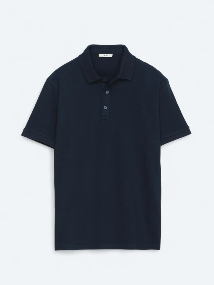 Lacivert Düz Polo Yaka %100 Pamuk T-Shirt 