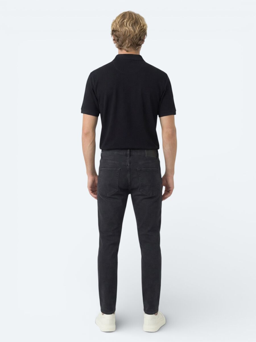 Lacivert Düz Polo Yaka Pamuk Karışımlı T-Shirt - 4