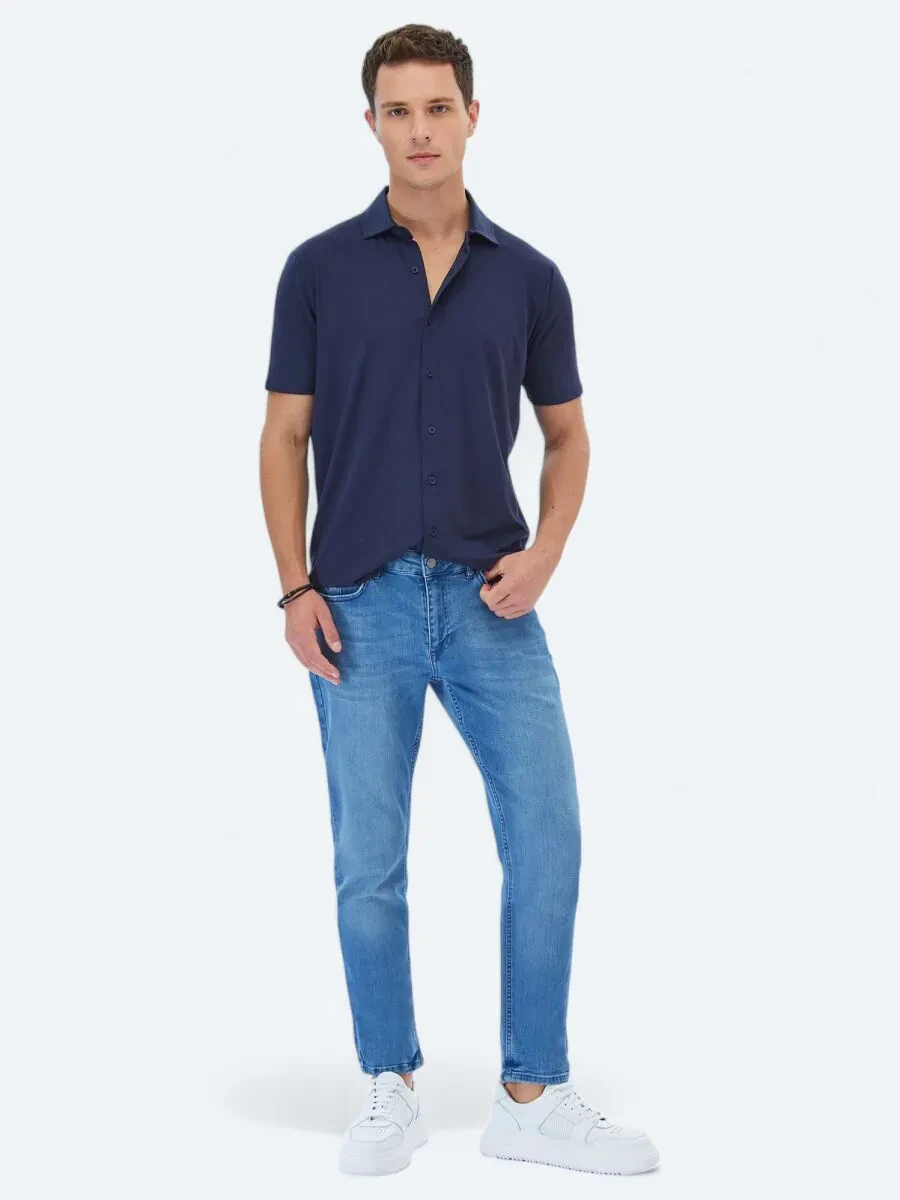 Lacivert Düz Regular Fit Casual Gömlek - 2