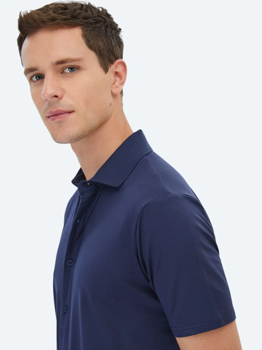 Lacivert Düz Regular Fit Casual Gömlek - 4