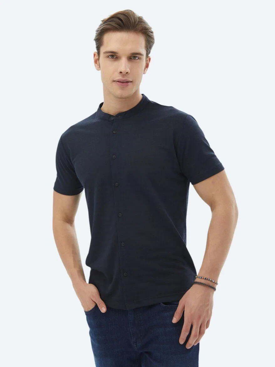 Lacivert Düz Regular Fit Casual Gömlek - 1