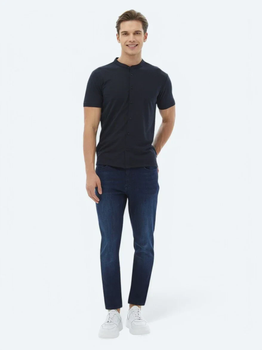 Lacivert Düz Regular Fit Casual Gömlek - 5