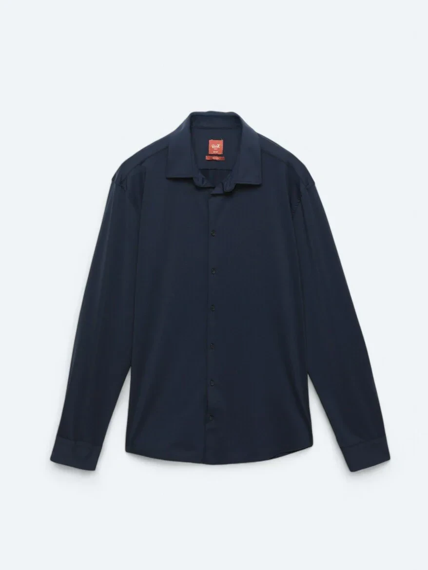 Lacivert Düz Regular Fit Casual Gömlek - 7