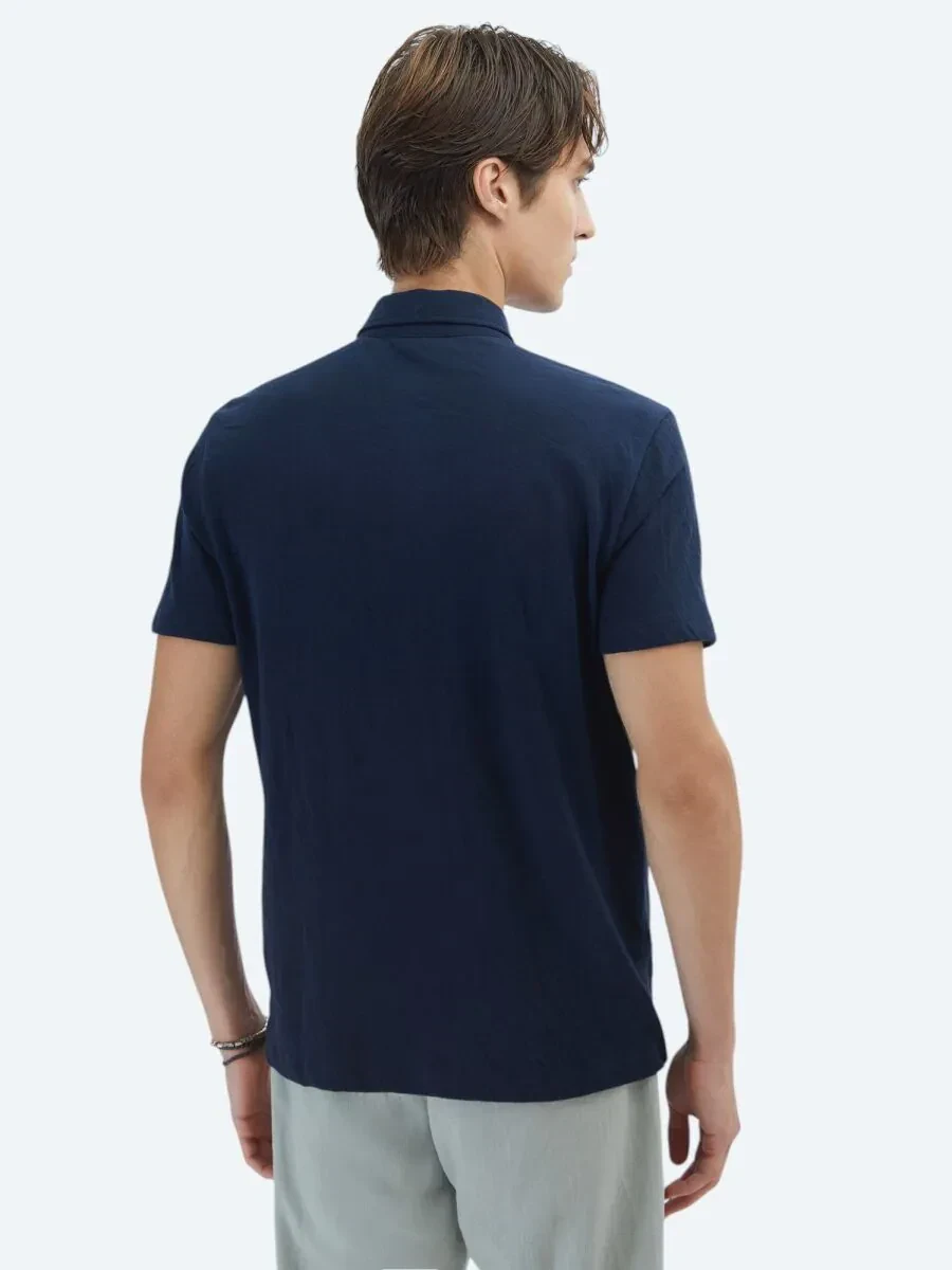 Lacivert Düz Regular Fit Casual Pamuk Karışımlı Gömlek - 6