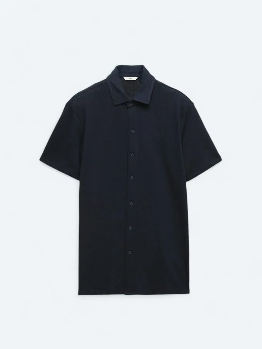 Lacivert Düz Regular Fit Casual Pamuk Karışımlı Gömlek - 7