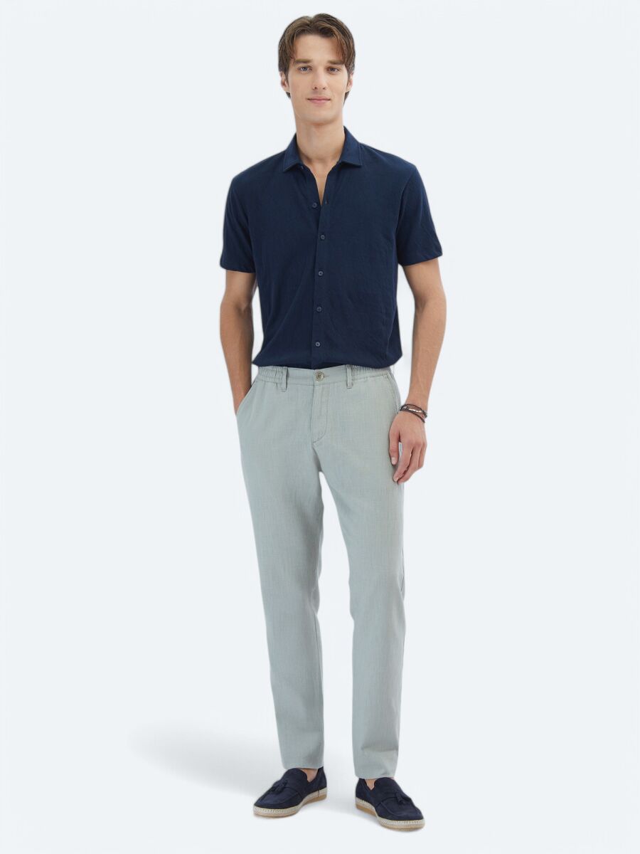 Lacivert Düz Regular Fit Casual Pamuk Karışımlı Gömlek - 2