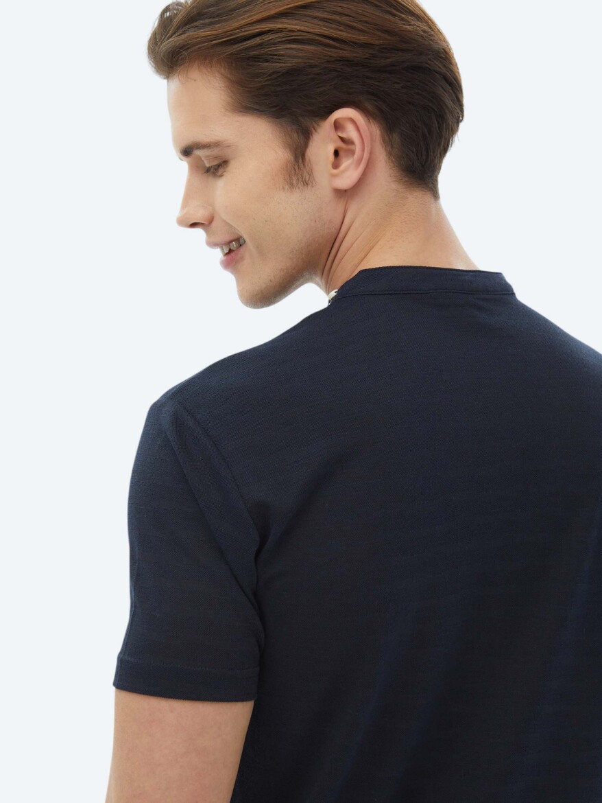 Lacivert Düz Regular Fit Kısa Casual Gömlek - 7