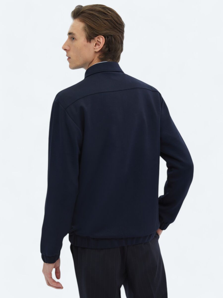 Lacivert Düz Regular Fit Overshırt - 9